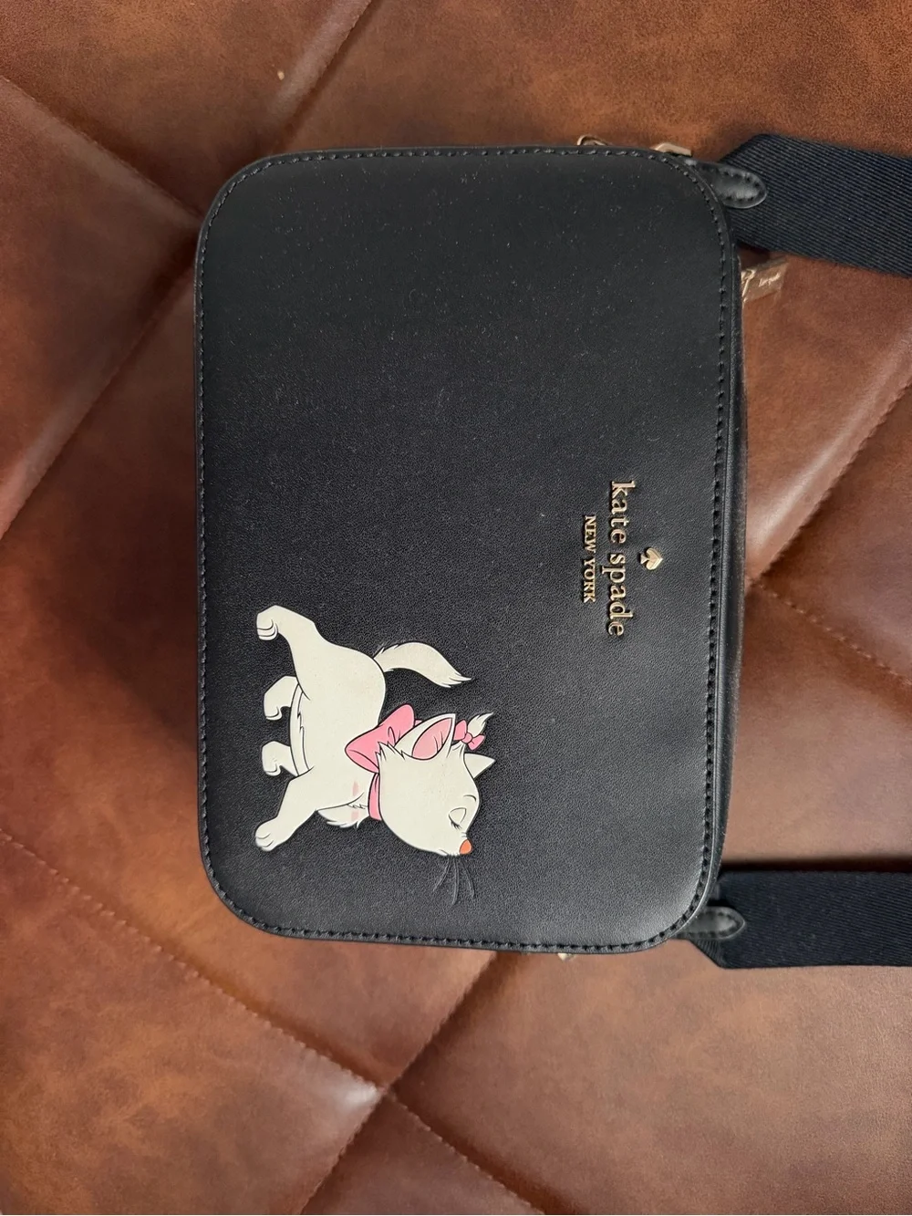 kate spade Black Crossbody with White & Pink Cat Accent Aristocats Marie
